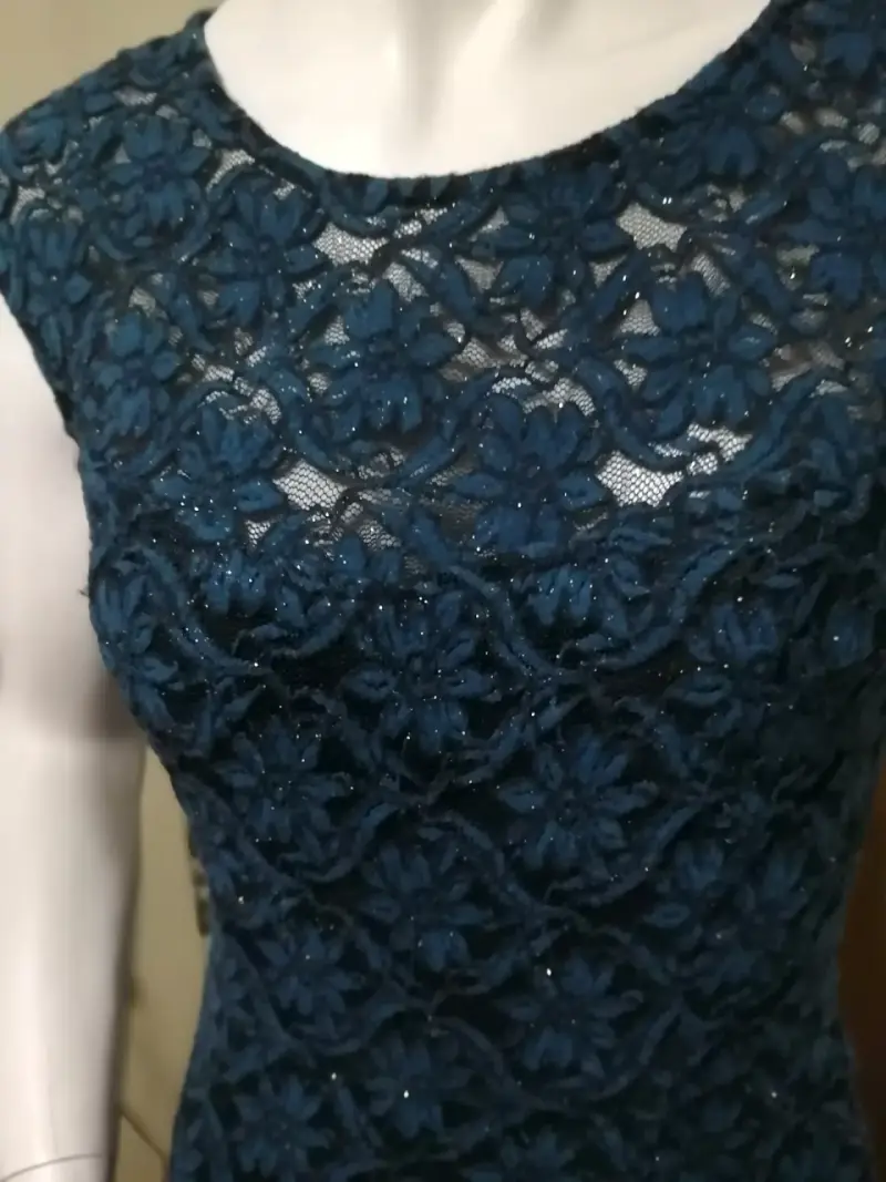 Vestido largo de encaje azul elegante - 6