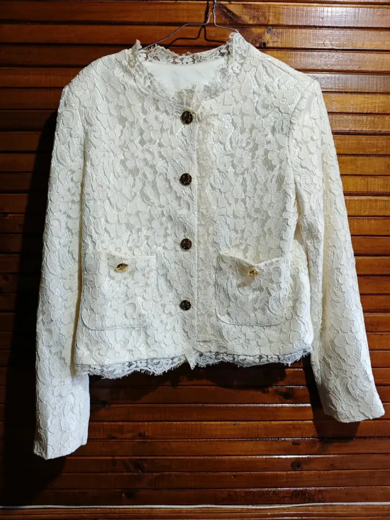 Chaqueta de encaje blanca elegante celine talla M - 1