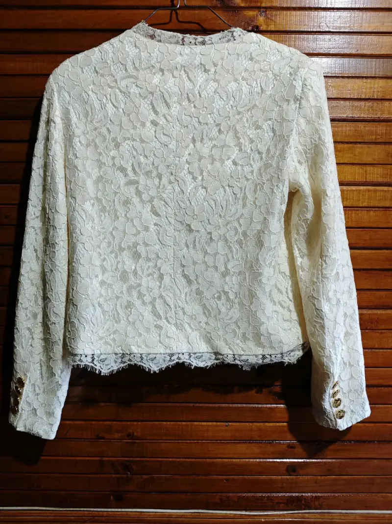 Chaqueta de encaje blanca elegante celine talla M - 2