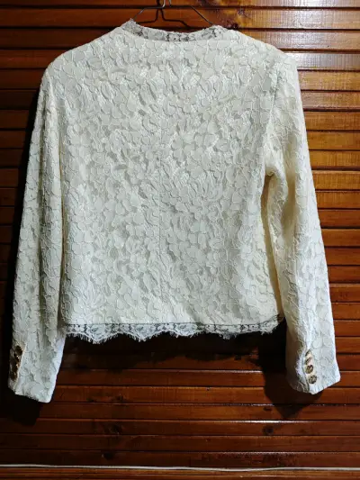 Chaqueta de encaje blanca elegante celine talla M - miniatura 2