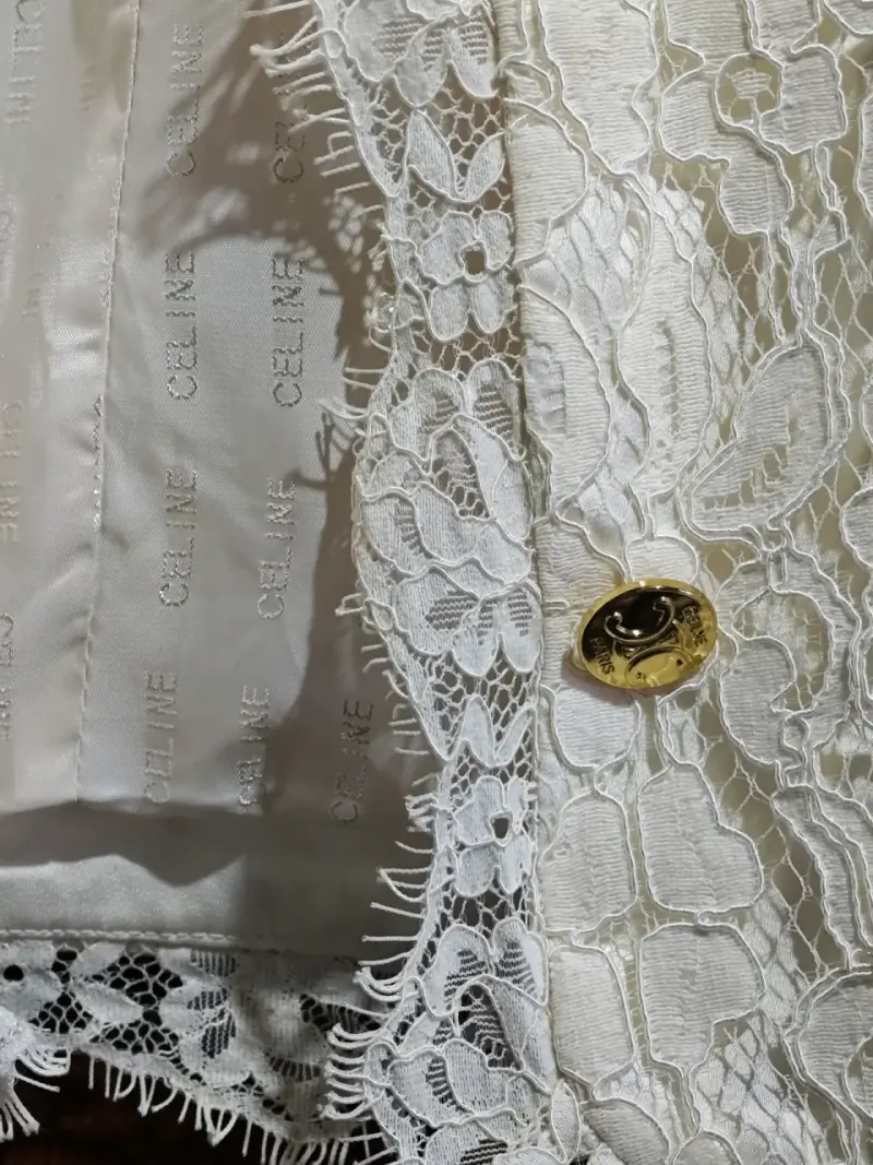 Chaqueta de encaje blanca elegante celine talla M - 3