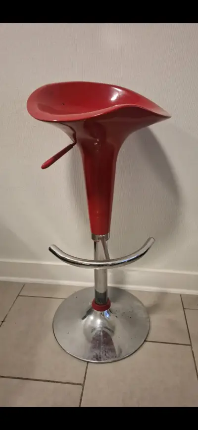 Taburete alto rojo ajustable moderno - miniatura 2