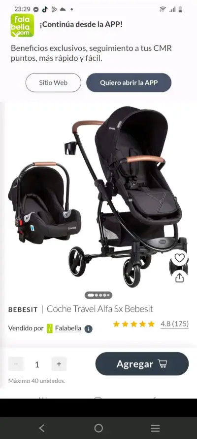 Coche de bebé Bebesit Alfa con silla de auto - miniatura 2