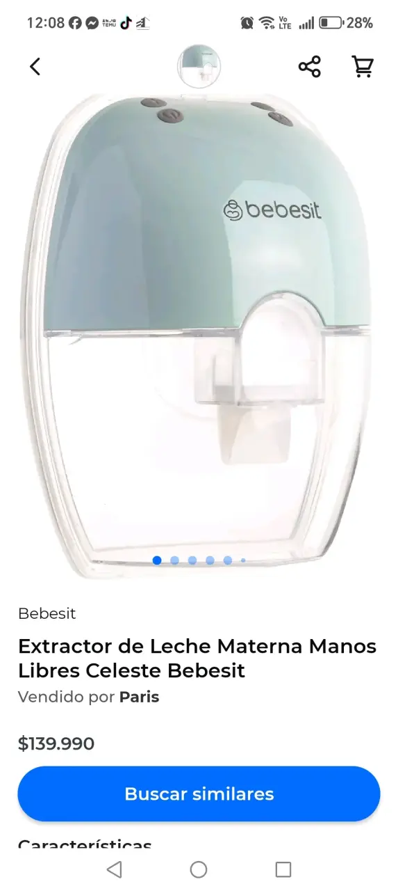 Extractor de Leche Materna Manos Libres Bebesit Celeste