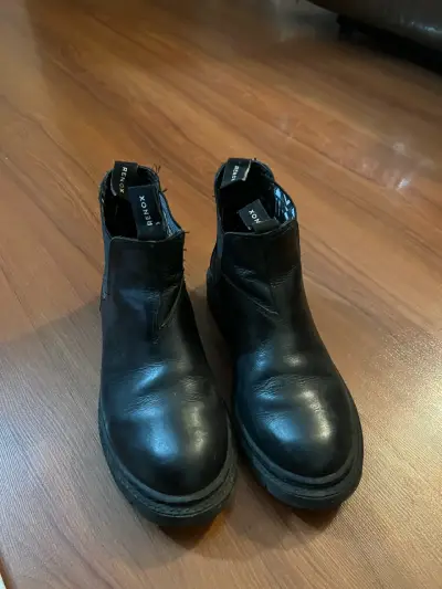 Botines de cuero negro Renox para hombre - miniatura 2