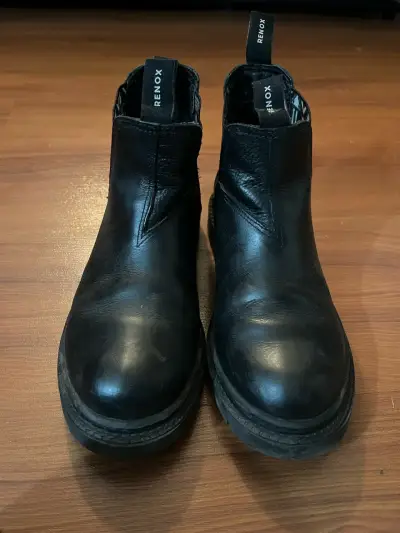 Botines de cuero negro Renox para hombre - miniatura 4