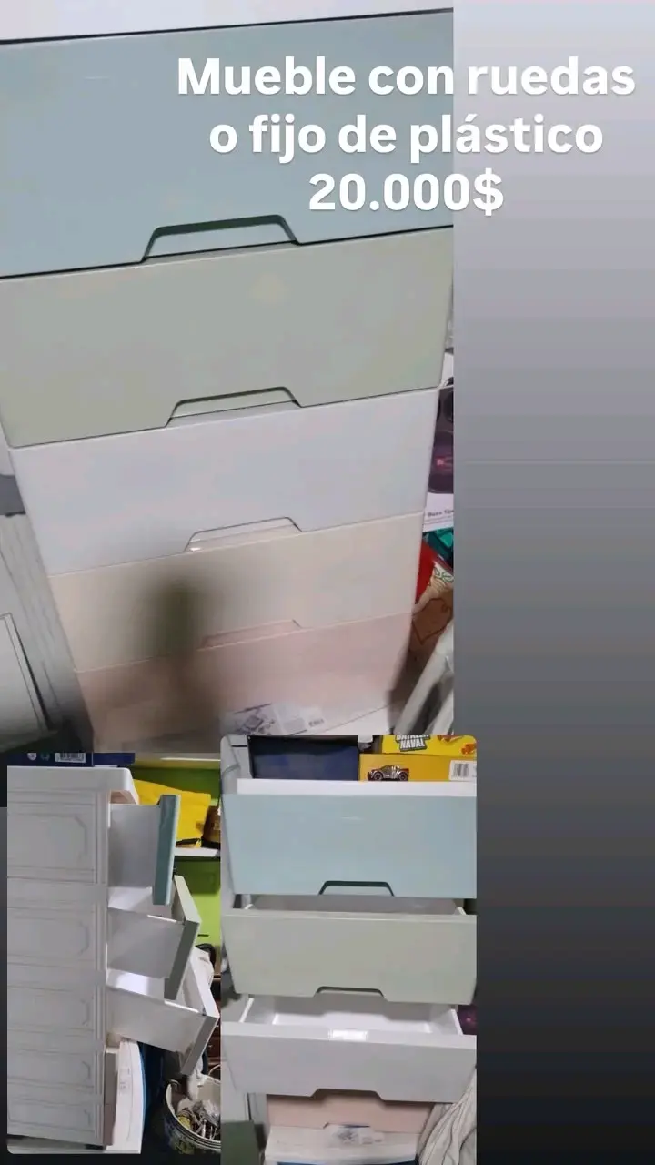 Mueble organizador de plástico con ruedas