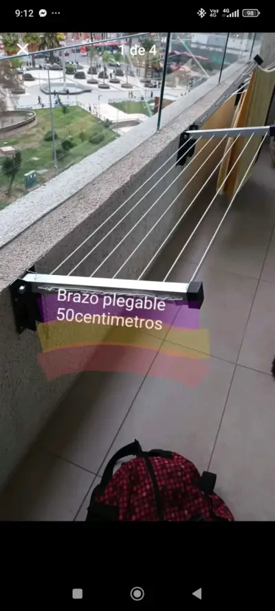 Brazos plegables para tendedero con cuerda y kit - miniatura 3