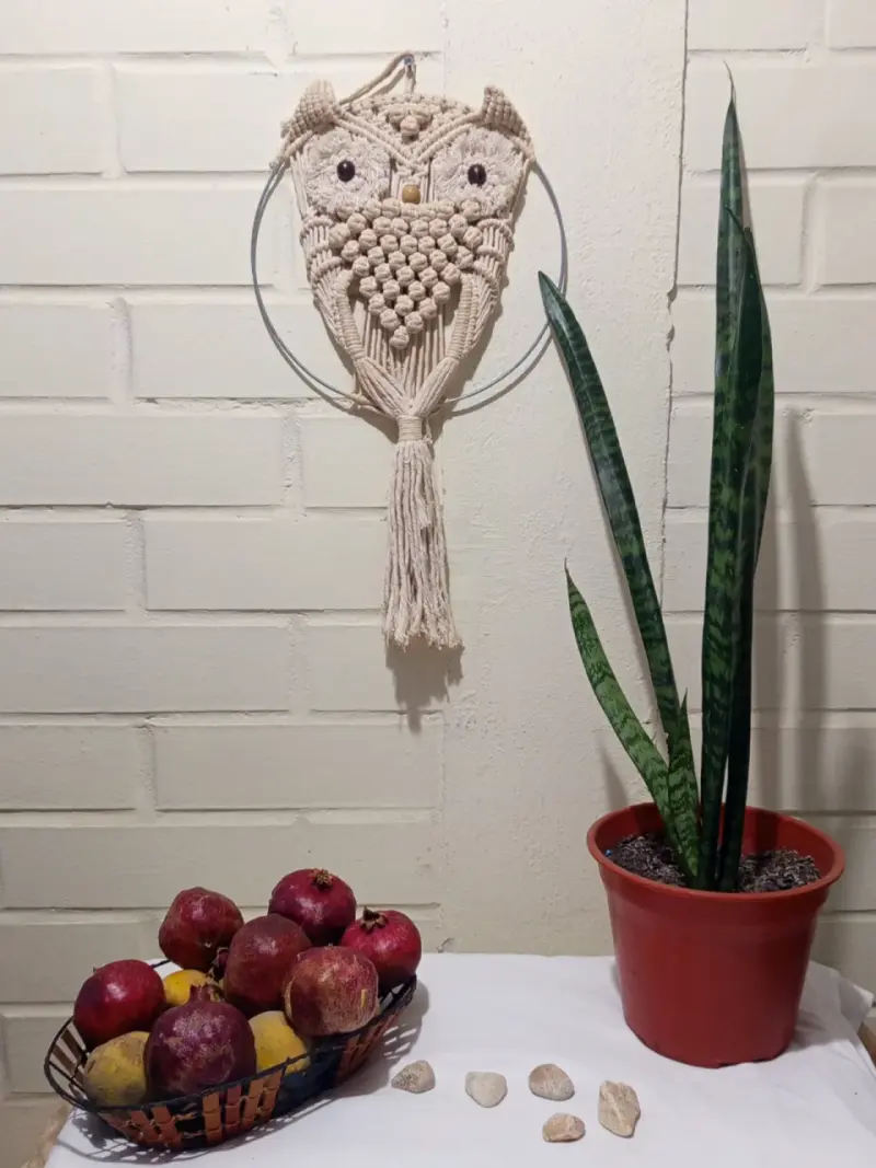 Decoración de pared búho macramé artesanal - 1