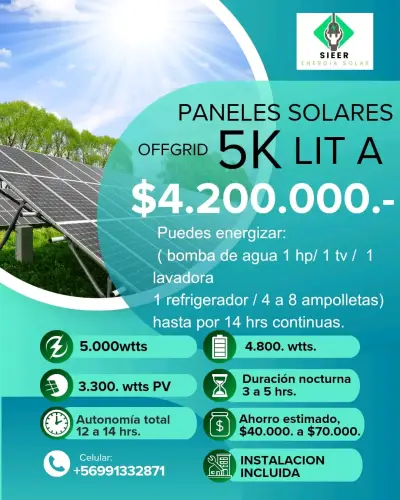 Sistema solar Offgrid. Con respaldo de energía. - miniatura 3