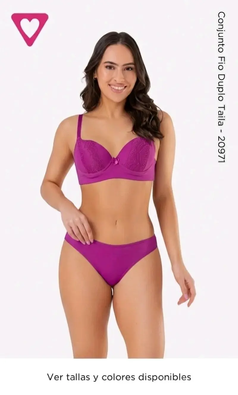 Conjunto de lencería morada💜 con encaje - 1