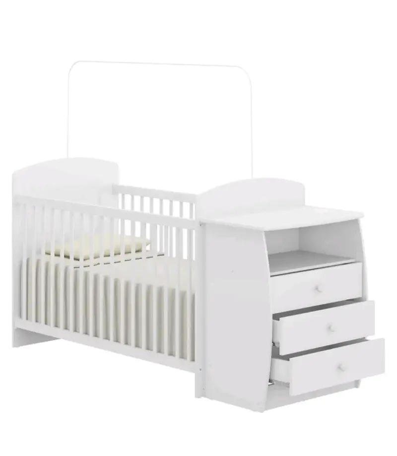 Cuna funcional blanca con cajonera integrada - 1