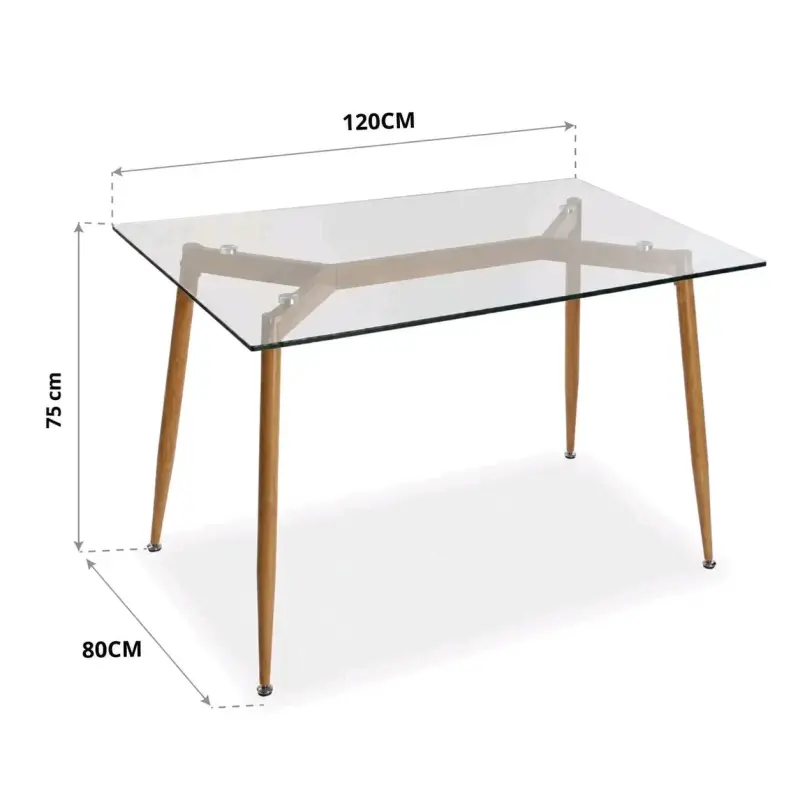 Mesa de comedor moderna de vidrio y madera - 1