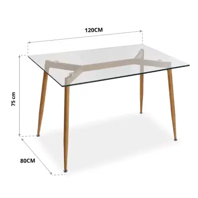 Mesa de comedor moderna de vidrio y madera - miniatura 1