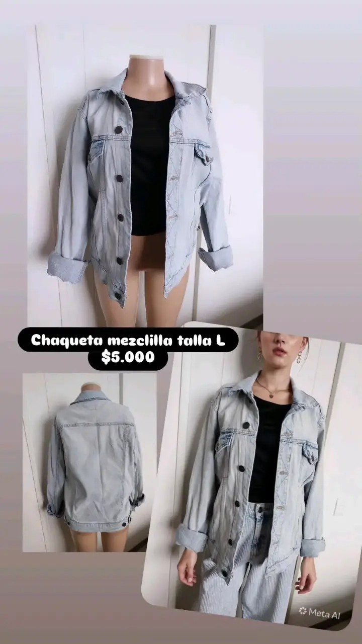 Chaqueta de mezclilla para mujer talla L