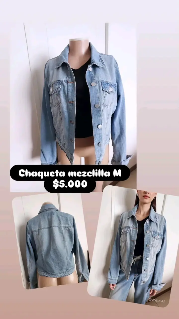 Chaqueta de mezclilla azul claro para mujer