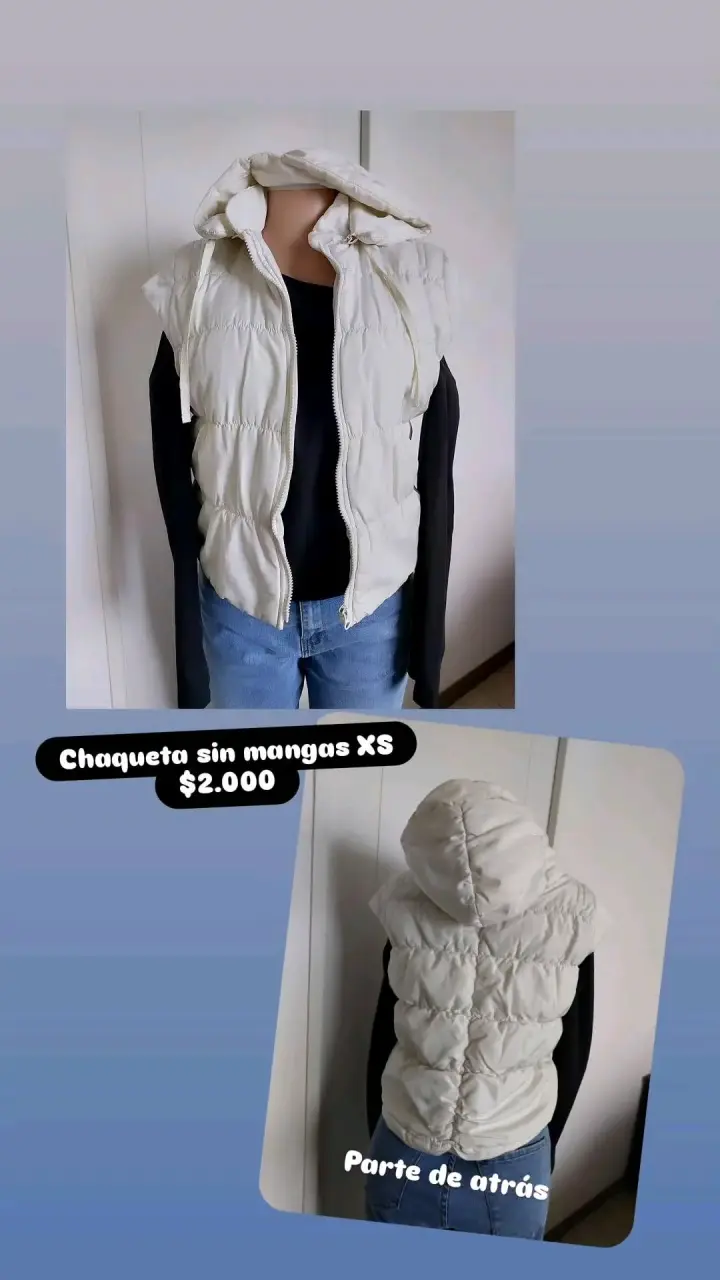 Chaqueta sin mangas blanco XS con capucha