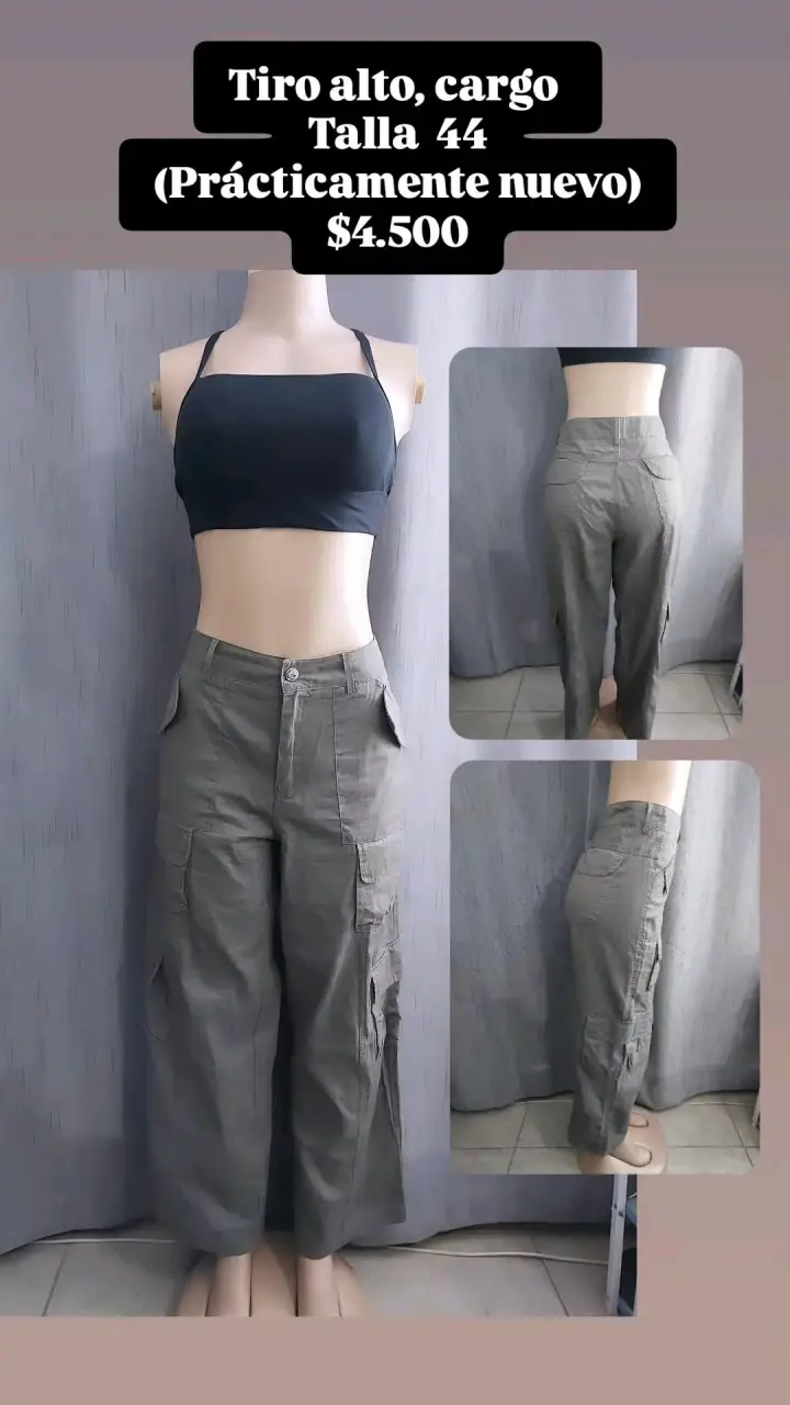 Pantalones cargo tiro alto talla 44