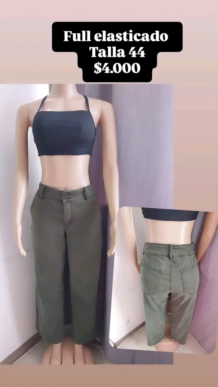 Pantalones elásticos verdes talla 44