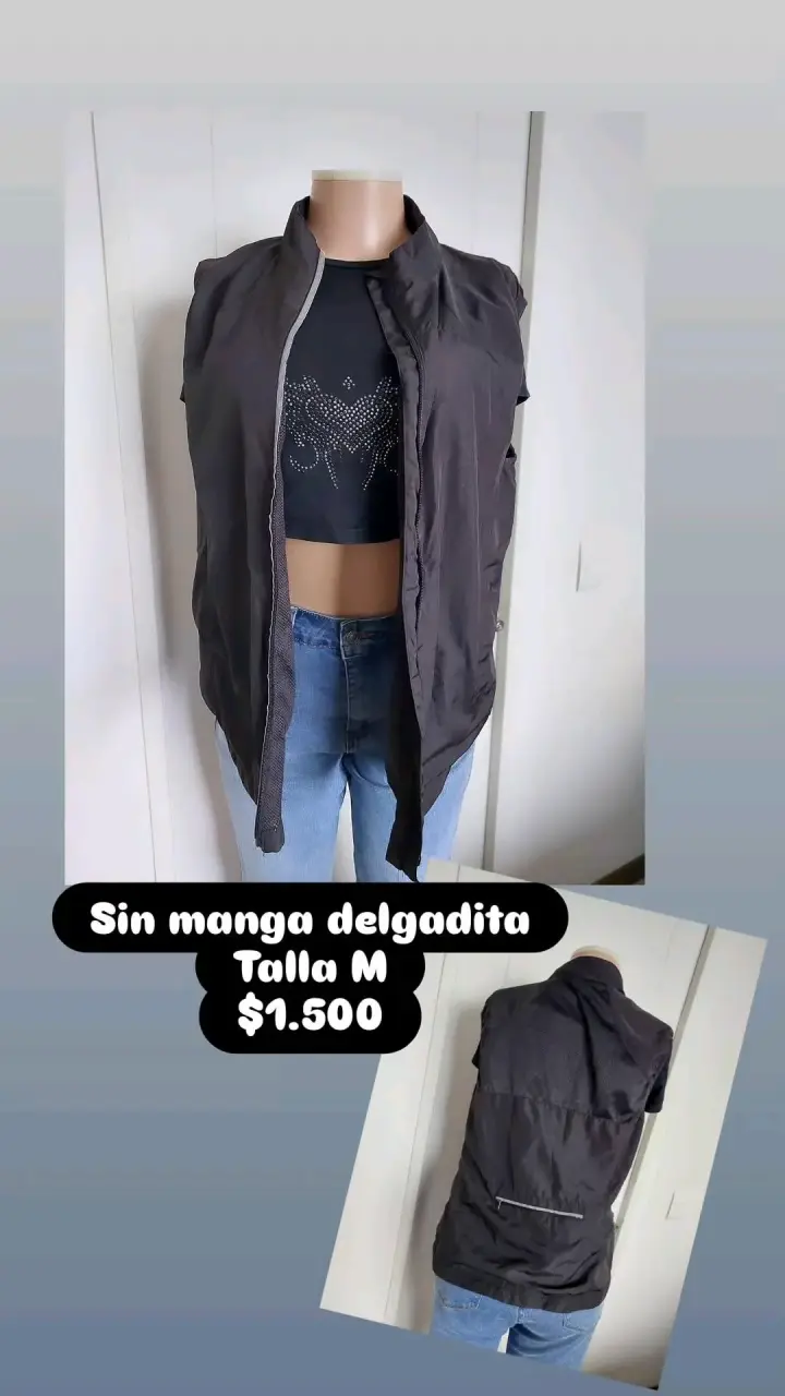 Chaleco sin mangas negro talla M