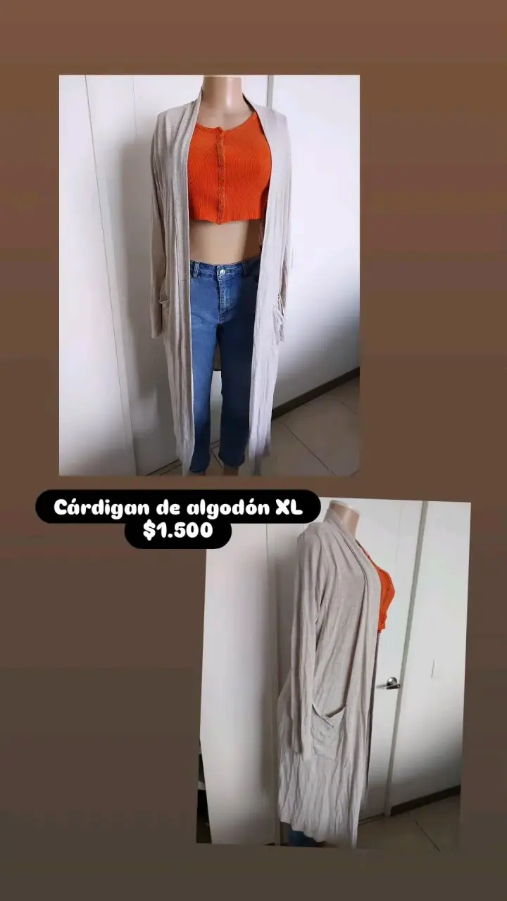 Cárdigan de algodón beige talla XL