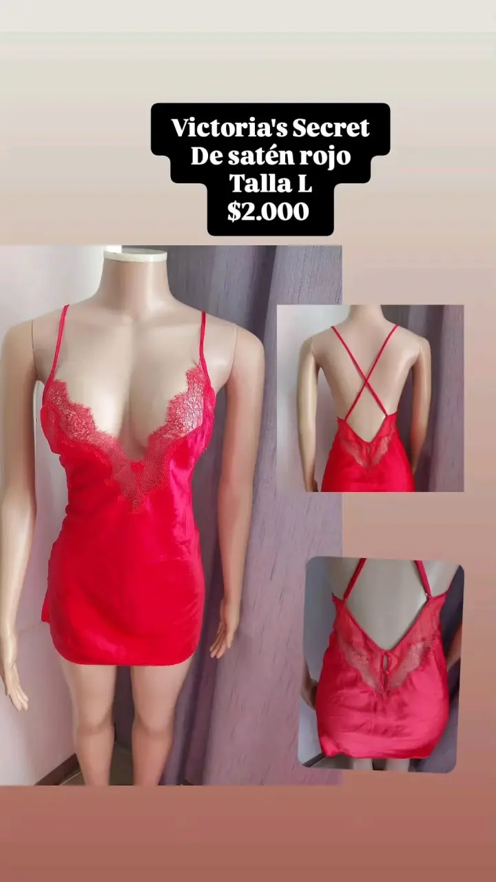 Camisón de satén rojo Victoria's Secret talla L
