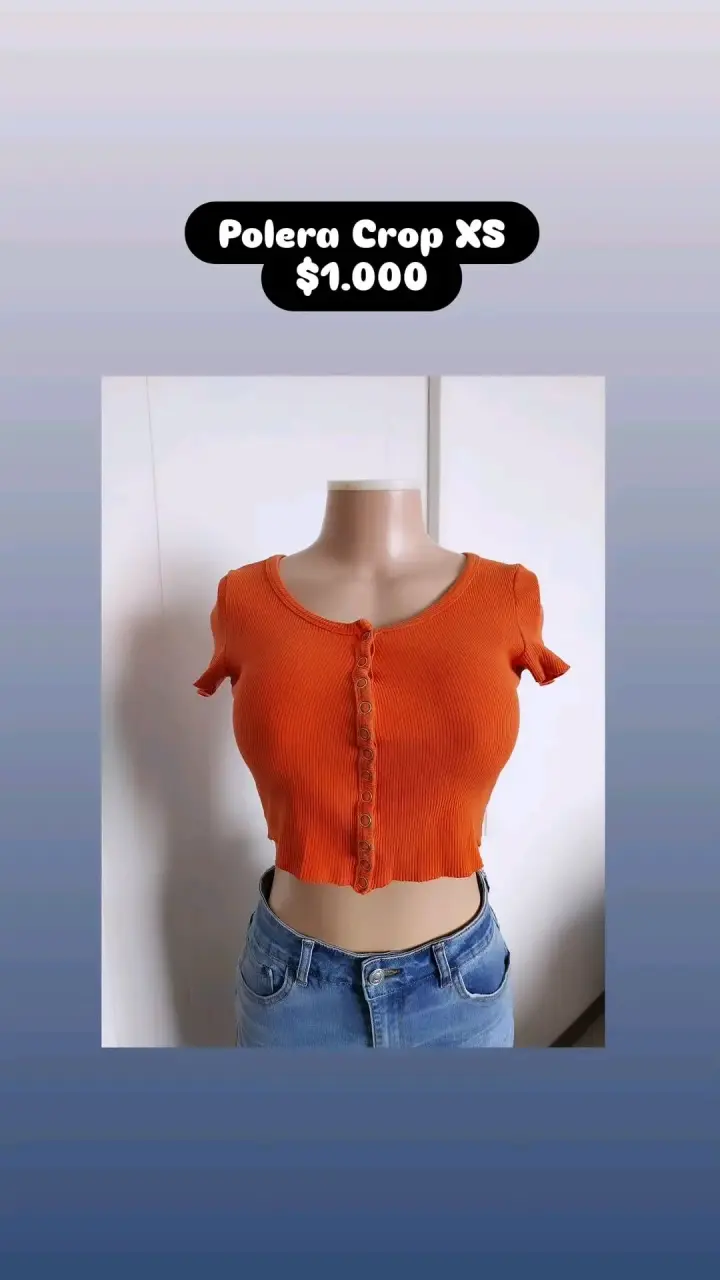 Polera crop top naranja para mujer