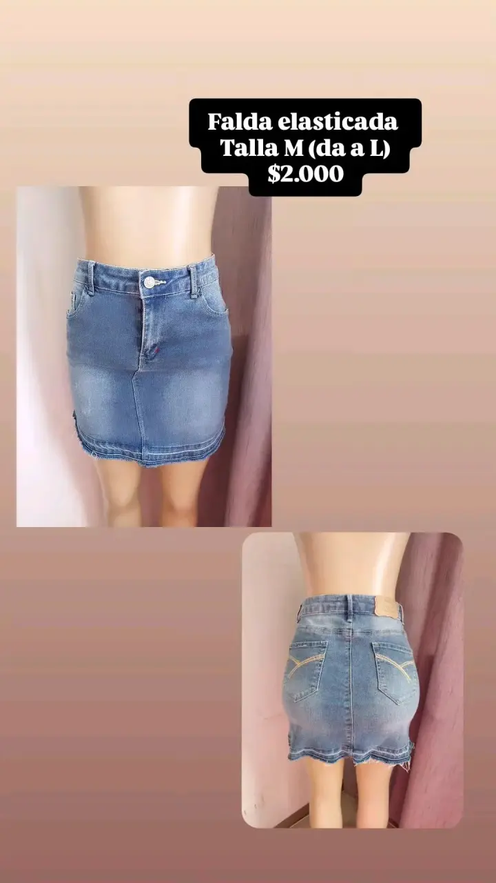 Falda elasticada de mezclilla talla M