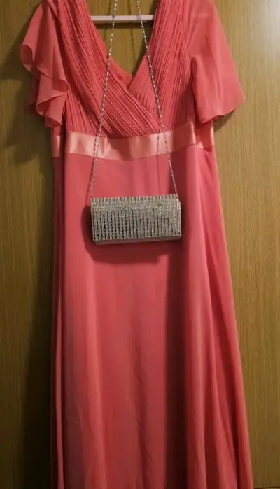 Vestido de fiesta gasa Corte Imperio,zapatos y car - miniatura 5