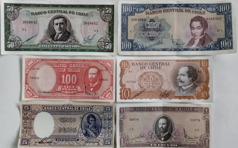 Billetes antiguos de Chile colección completa - 1