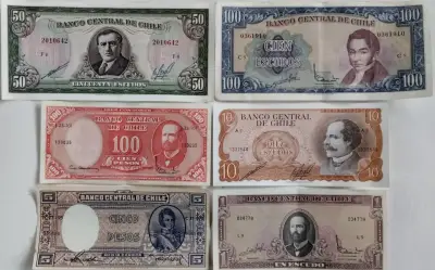 Billetes antiguos de Chile colección completa - miniatura 1