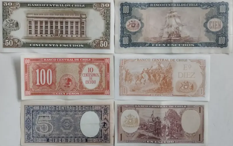 Billetes antiguos de Chile colección completa - 2