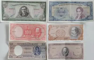 Billetes antiguos de Chile colección completa - miniatura 3