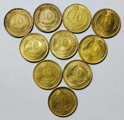 10 Monedas Chile 10 Centésimos 1961 - 1970 - miniatura 1