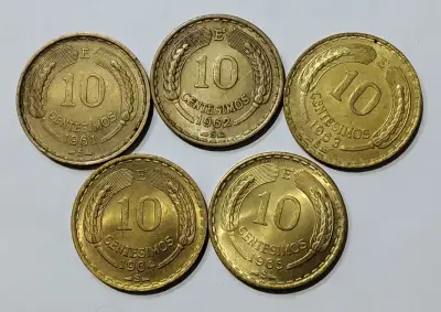 10 Monedas Chile 10 Centésimos 1961 - 1970 - miniatura 2