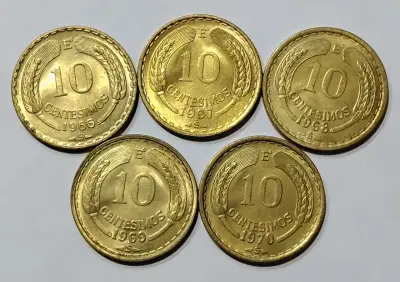 10 Monedas Chile 10 Centésimos 1961 - 1970 - miniatura 4
