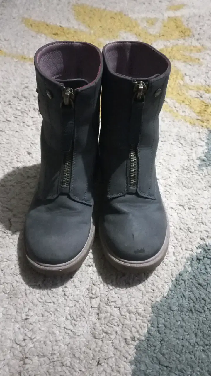 Botas de cuero azul con diseño de libélula - 4