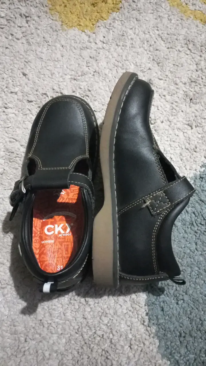 Zapatos escolares negros para niños con hebilla - 5