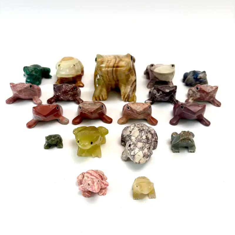 Colección de ranas de piedra decorativas - 3
