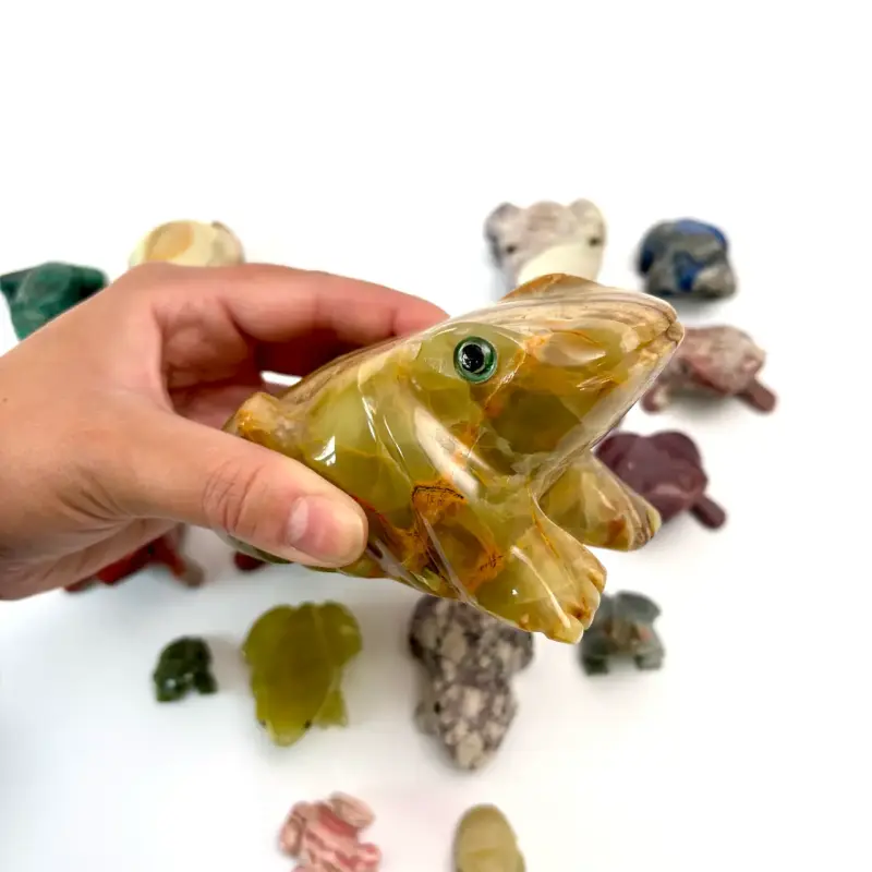 Colección de ranas de piedra decorativas - 6