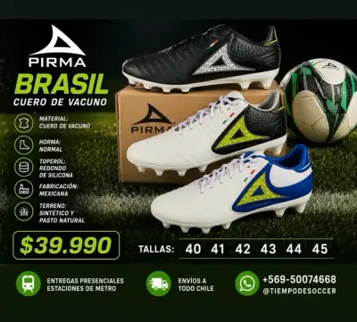 Botines de Fútbol Pirma Brasil Cuero de Vacuno - miniatura 1