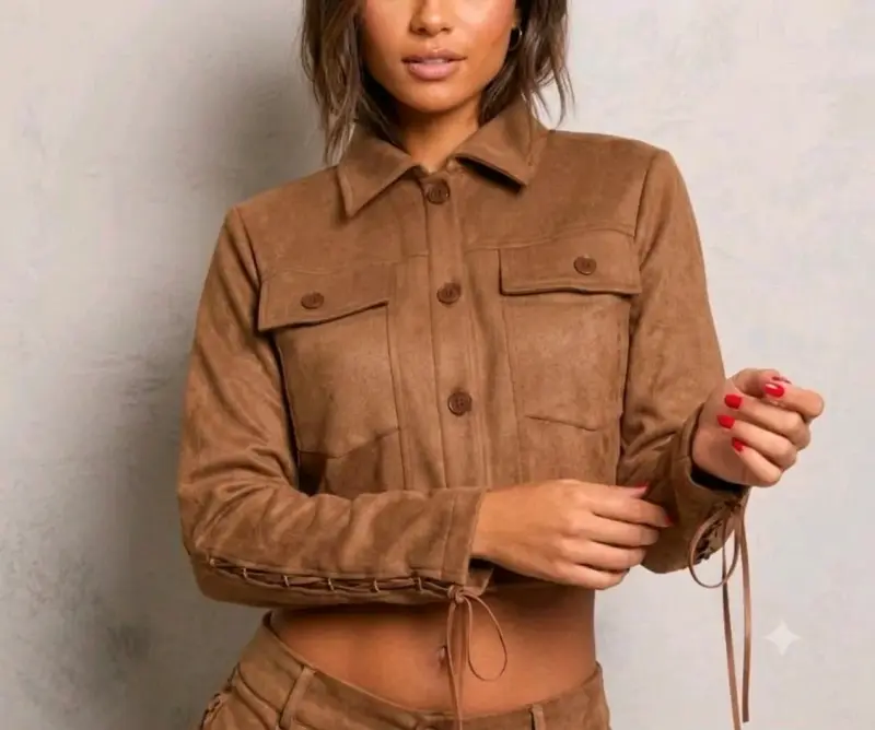 Chaqueta de gamuza marrón para mujer Talla M - 1