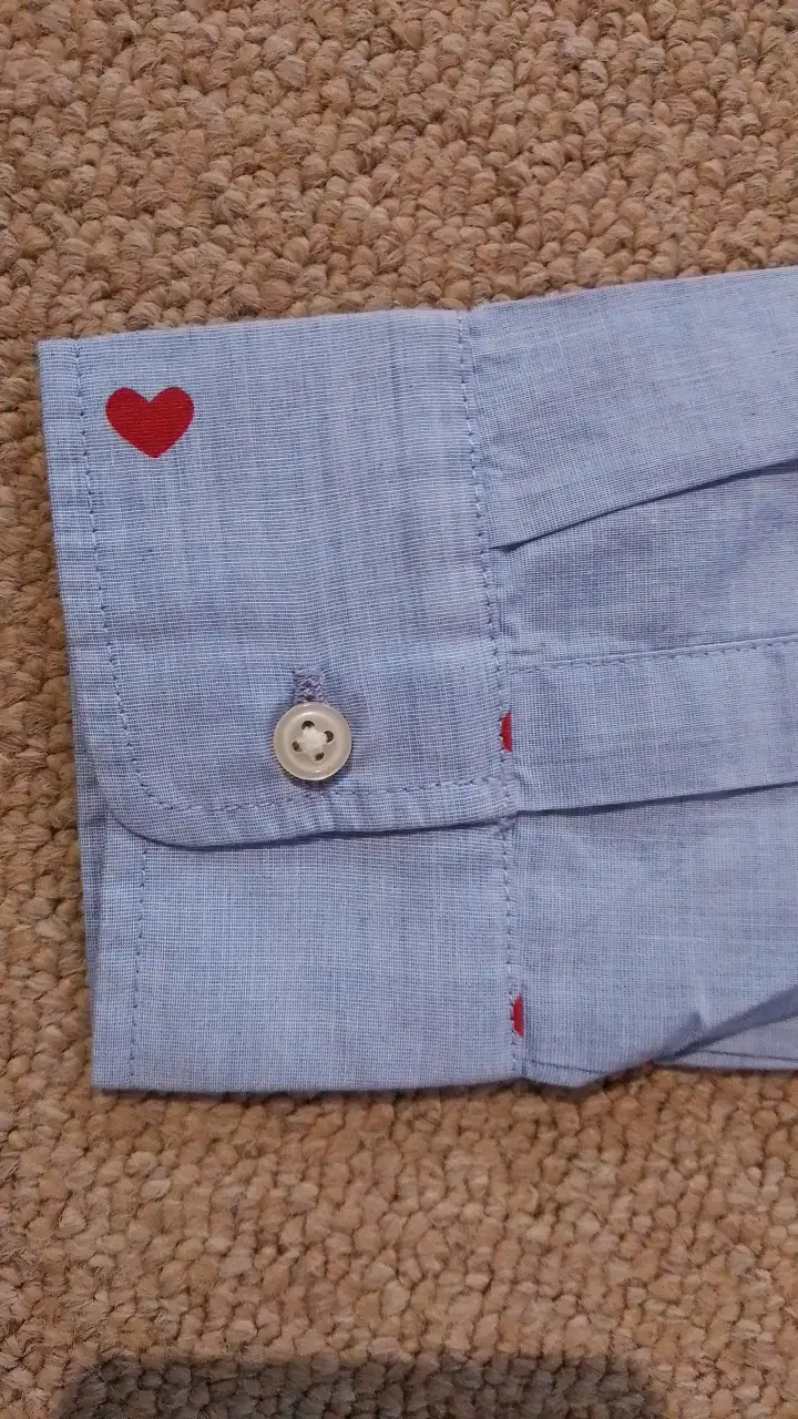 Camisa azul con estampado de corazones para niños - 4