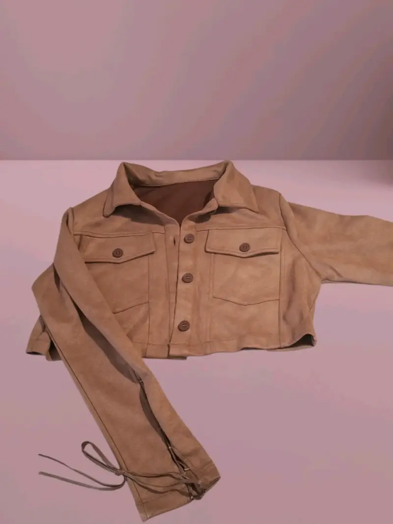 Chaqueta de gamuza marrón para mujer Talla S - 2