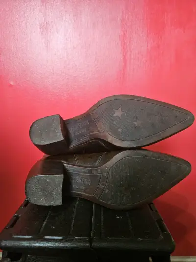 Botas vaqueras de cuero marrón con diseño serpiente - miniatura 5
