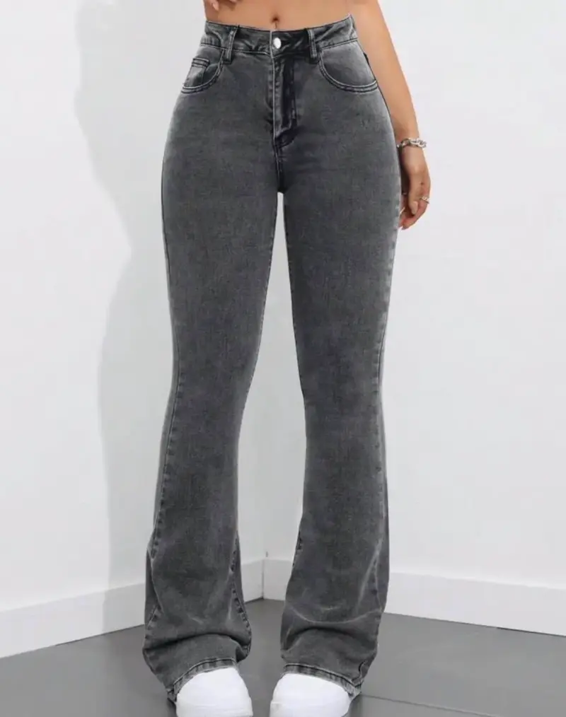 Jeans acampanados gris oscuro para mujer - 2