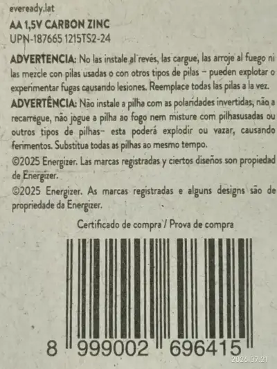 Pack de 24 pilas AA Eveready Super Heavy Duty - miniatura 3