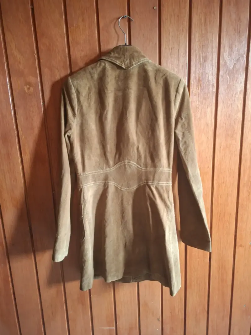 Abrigo de gamuza marrón para mujer - 2