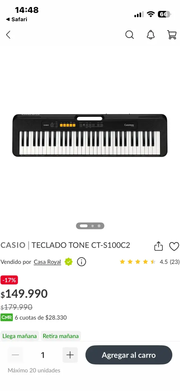 Teclado Casio Casiotone CT-S100 con caja - 6