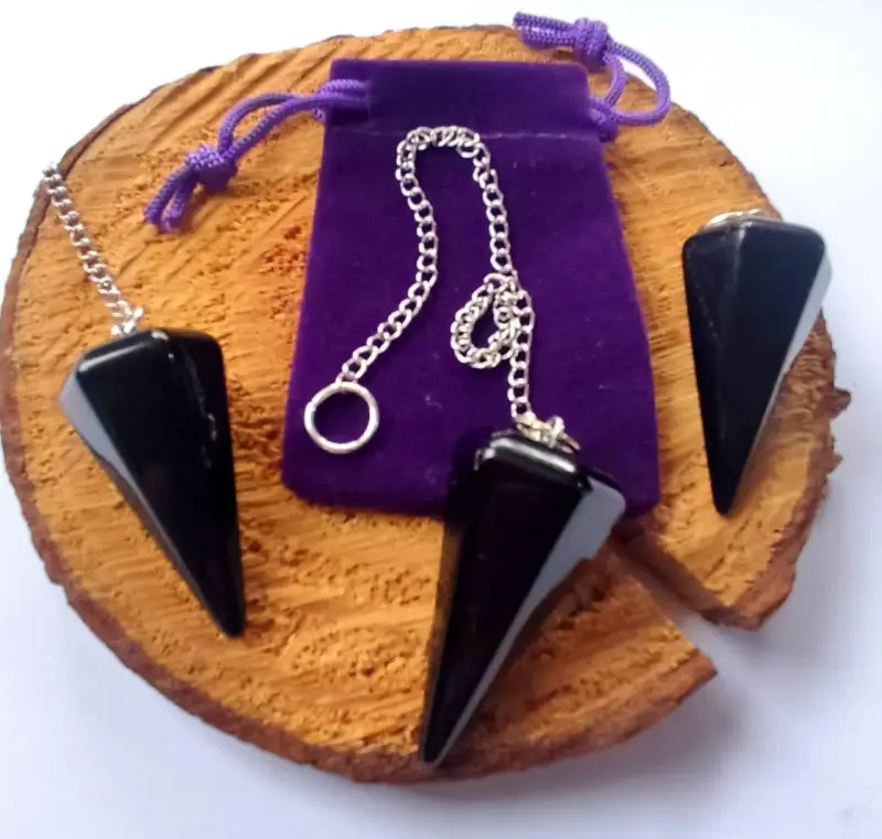 Péndulos Piedras cuarzo obsidiana jaspe + Bolso - 6
